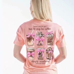 Simply Southern Women's Peach Graphic Tee- Coffee